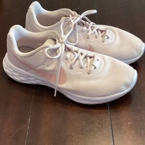 Nike Women's Pink and White Sneakers